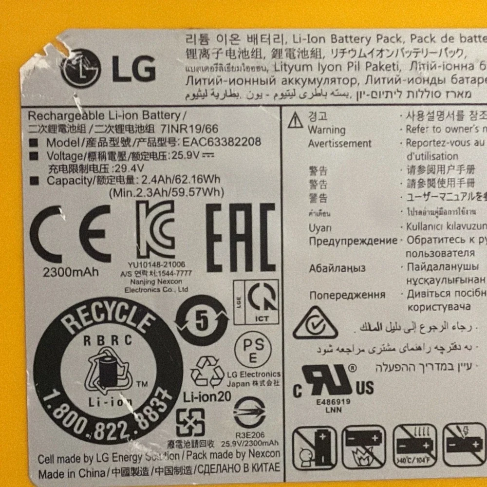 OEM LG CordZero A9 Rechargeable Lithium-ion Battery for A916 A905 A906 A907 A912